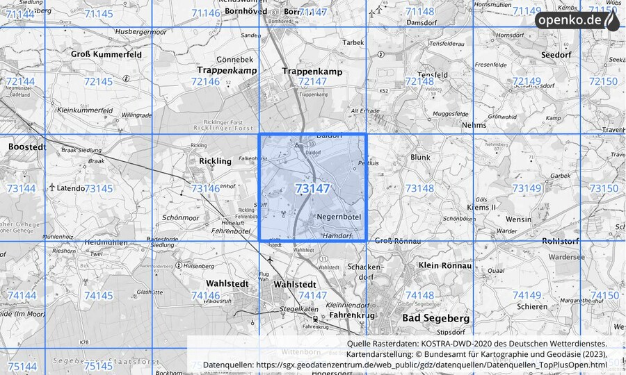 KOSTRA-DWD-2020 Rasterfeld Nr. 73147