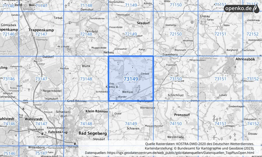 KOSTRA-DWD-2020 Rasterfeld Nr. 73149