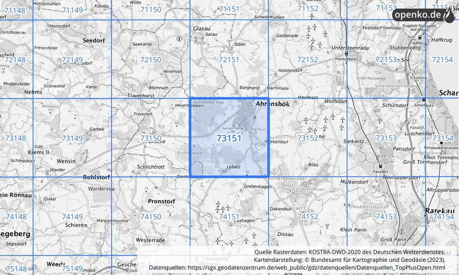 KOSTRA-DWD-2020 Rasterfeld Nr. 73151