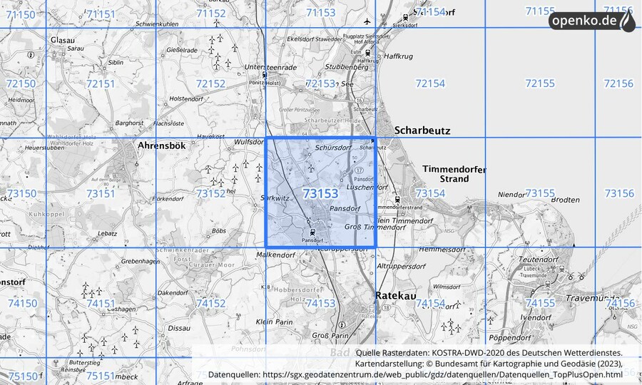 KOSTRA-DWD-2020 Rasterfeld Nr. 73153