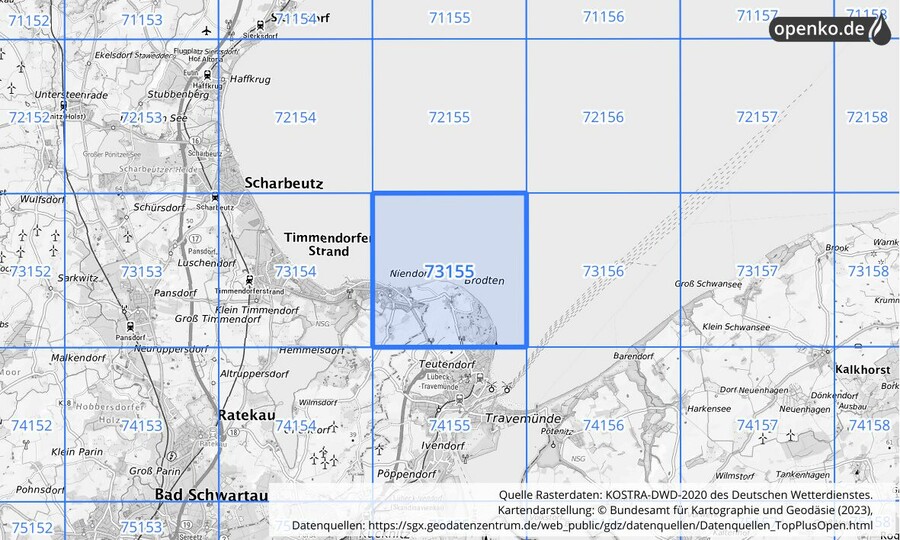 KOSTRA-DWD-2020 Rasterfeld Nr. 73155