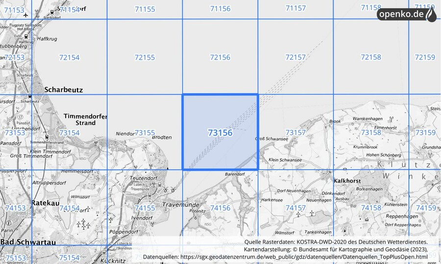 KOSTRA-DWD-2020 Rasterfeld Nr. 73156