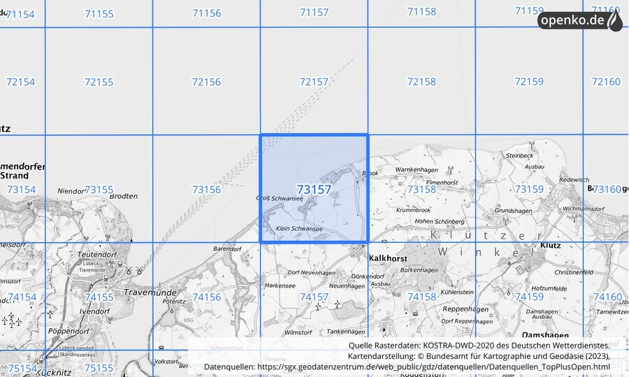 KOSTRA-DWD-2020 Rasterfeld Nr. 73157