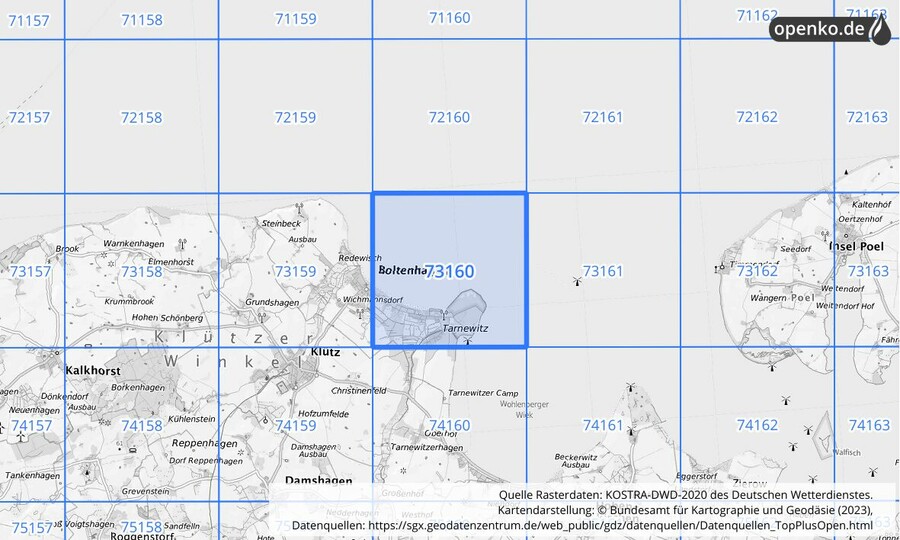 KOSTRA-DWD-2020 Rasterfeld Nr. 73160