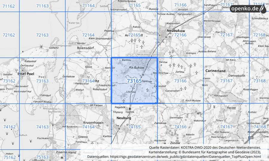 KOSTRA-DWD-2020 Rasterfeld Nr. 73165