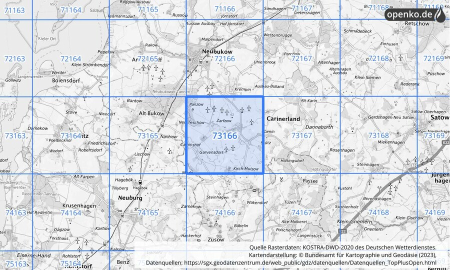 KOSTRA-DWD-2020 Rasterfeld Nr. 73166