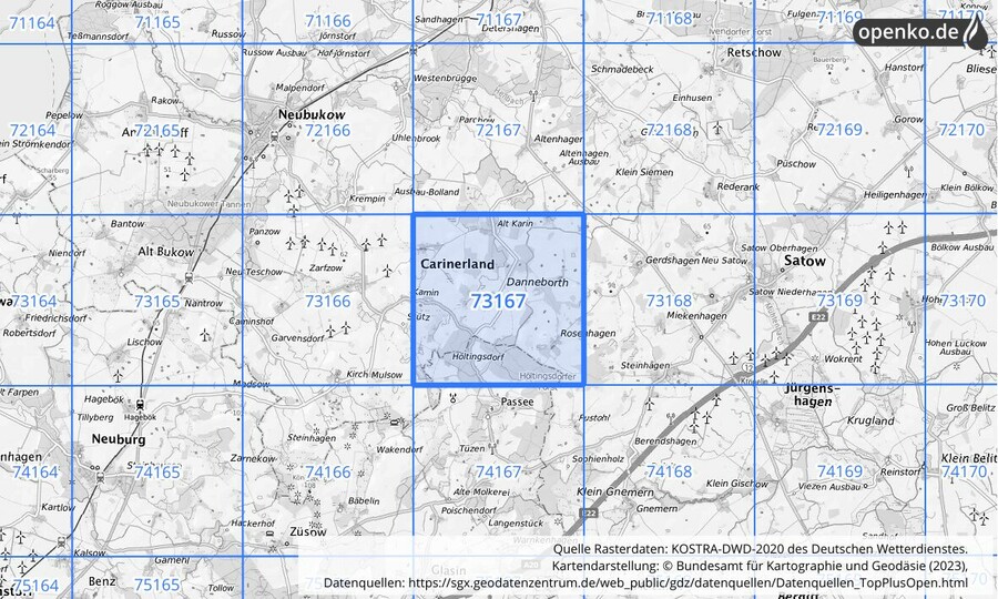 KOSTRA-DWD-2020 Rasterfeld Nr. 73167