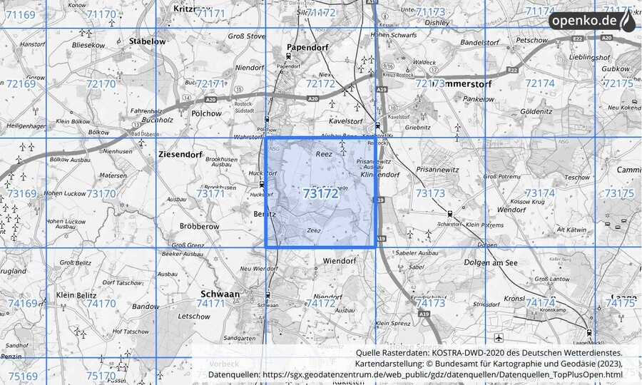 KOSTRA-DWD-2020 Rasterfeld Nr. 73172