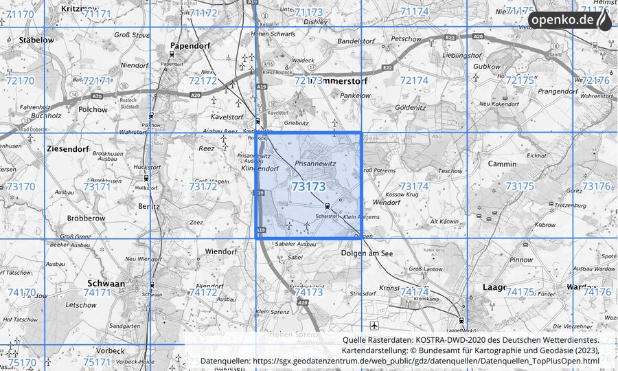 KOSTRA-DWD-2020 Rasterfeld Nr. 73173