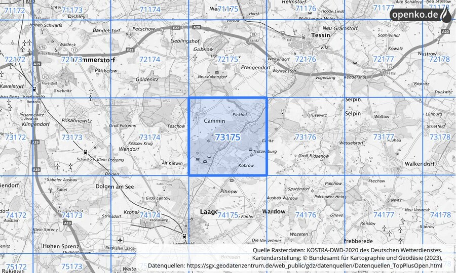 KOSTRA-DWD-2020 Rasterfeld Nr. 73175