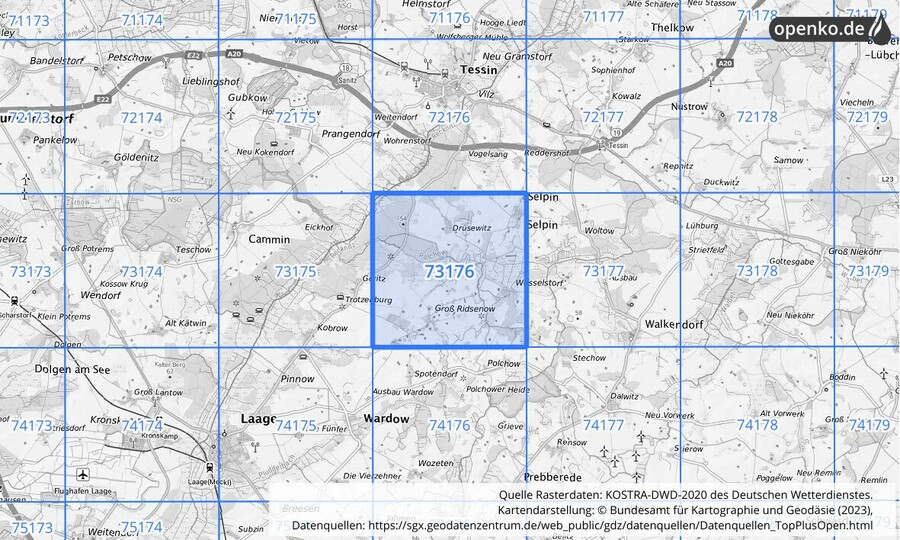 KOSTRA-DWD-2020 Rasterfeld Nr. 73176