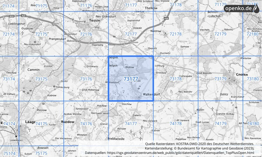 KOSTRA-DWD-2020 Rasterfeld Nr. 73177