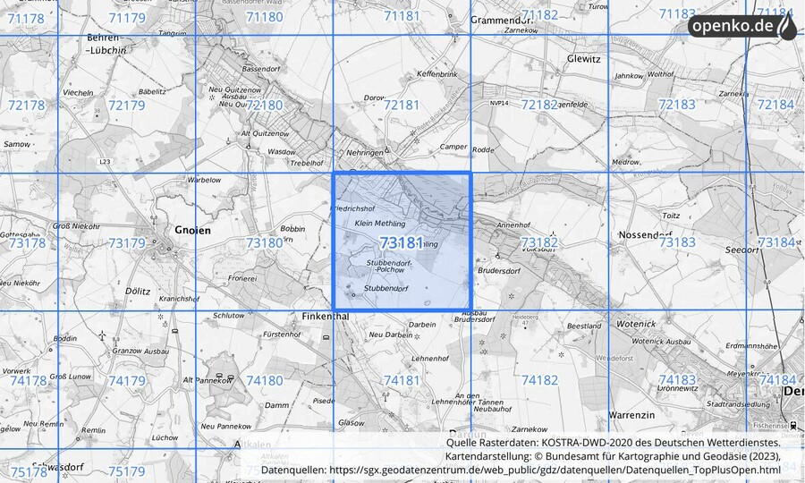 KOSTRA-DWD-2020 Rasterfeld Nr. 73181