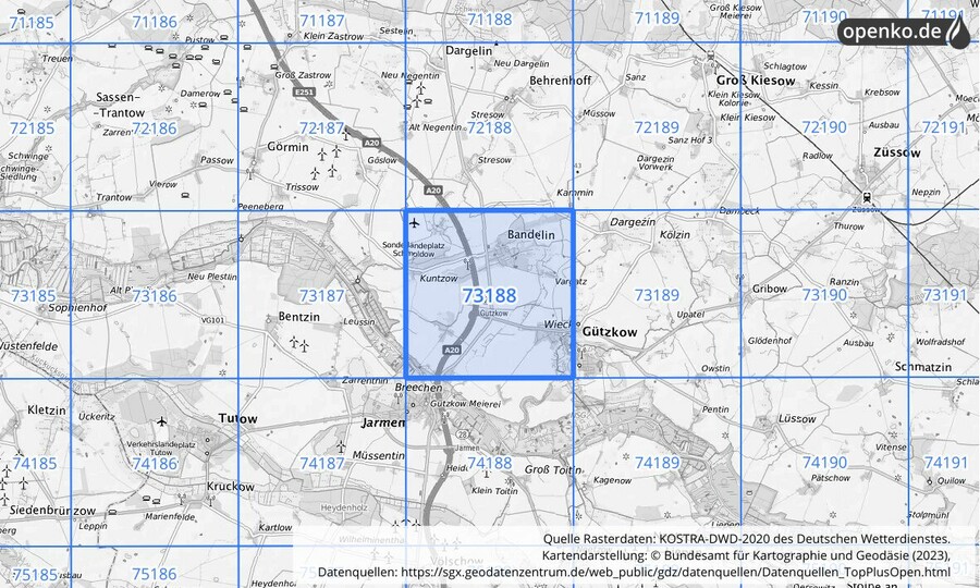 KOSTRA-DWD-2020 Rasterfeld Nr. 73188