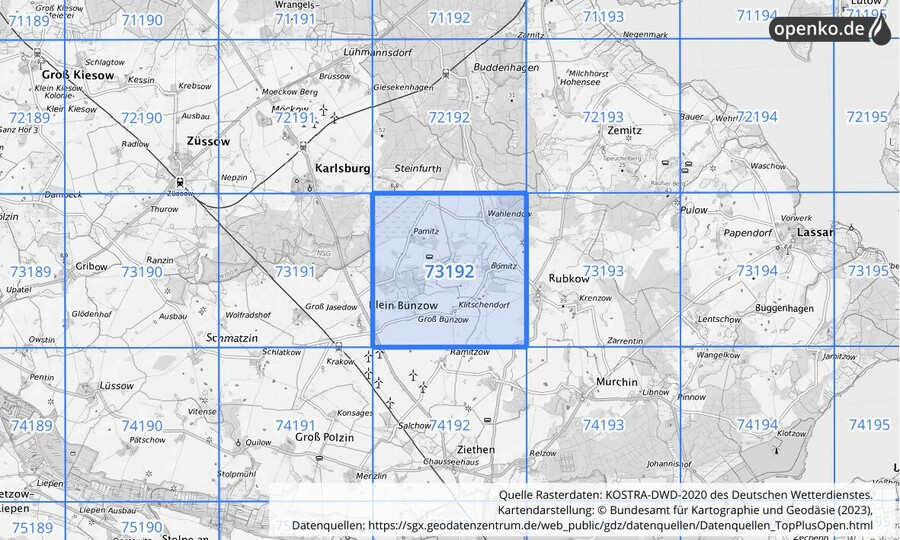 KOSTRA-DWD-2020 Rasterfeld Nr. 73192