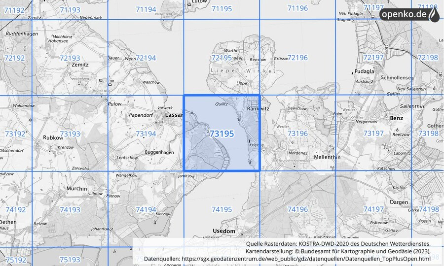 KOSTRA-DWD-2020 Rasterfeld Nr. 73195