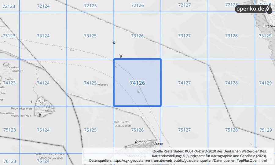 KOSTRA-DWD-2020 Rasterfeld Nr. 74126