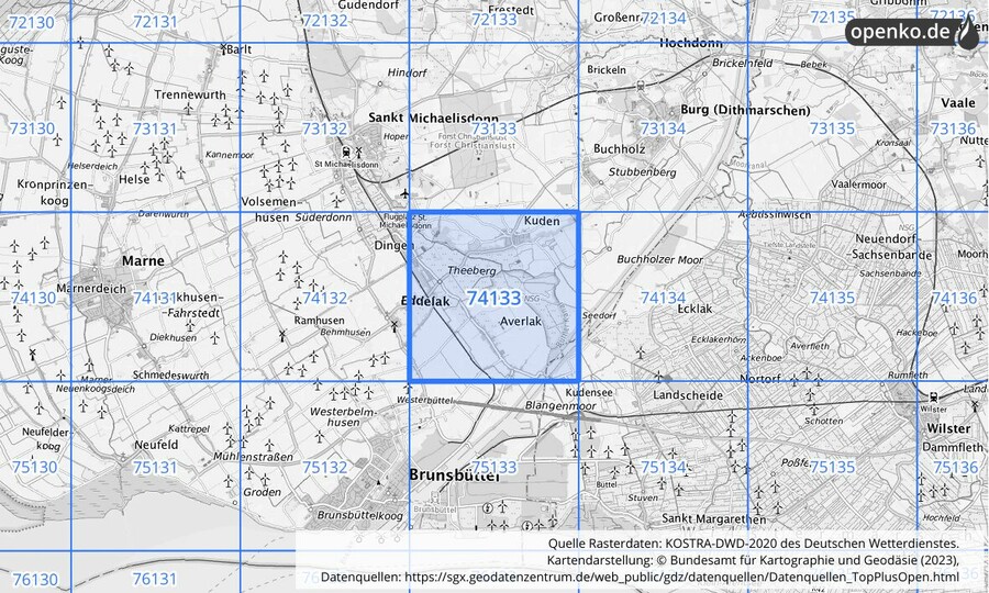 KOSTRA-DWD-2020 Rasterfeld Nr. 74133