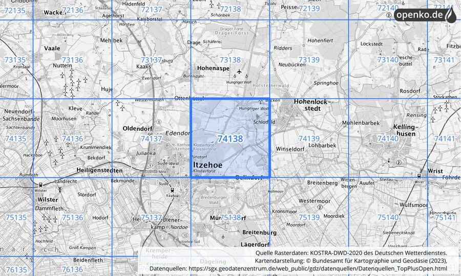 KOSTRA-DWD-2020 Rasterfeld Nr. 74138