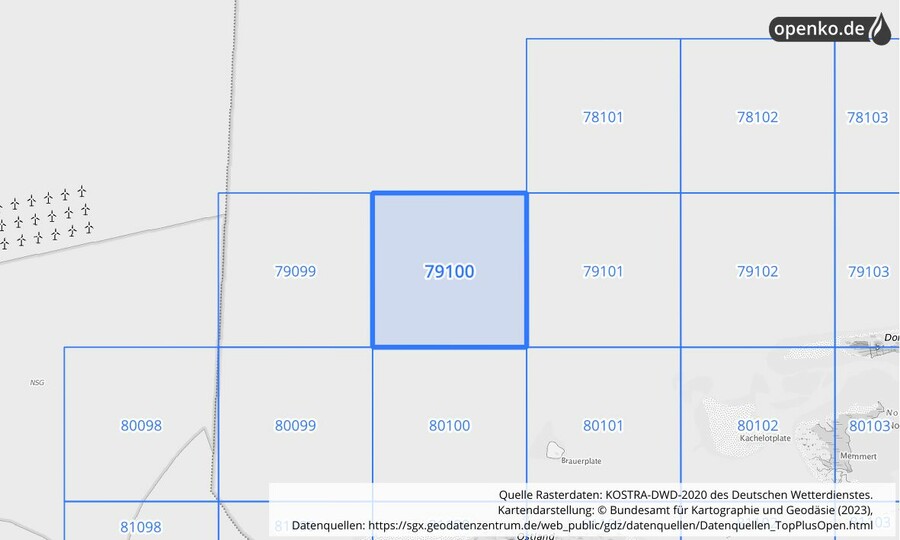 KOSTRA-DWD-2020 Rasterfeld Nr. 79100