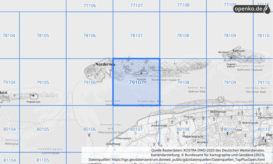 KOSTRA-DWD-2020 Rasterfeld Nr. 79107