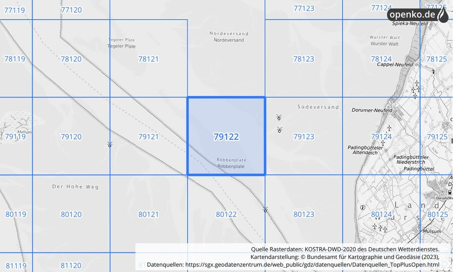 KOSTRA-DWD-2020 Rasterfeld Nr. 79122