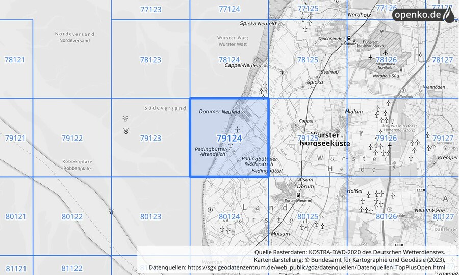 KOSTRA-DWD-2020 Rasterfeld Nr. 79124