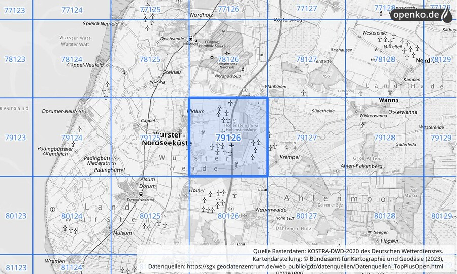 KOSTRA-DWD-2020 Rasterfeld Nr. 79126