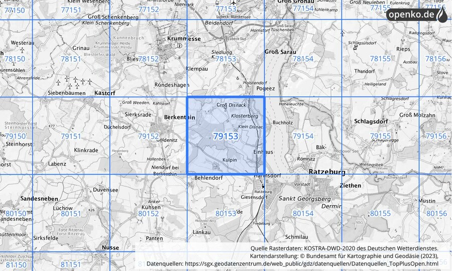 KOSTRA-DWD-2020 Rasterfeld Nr. 79153