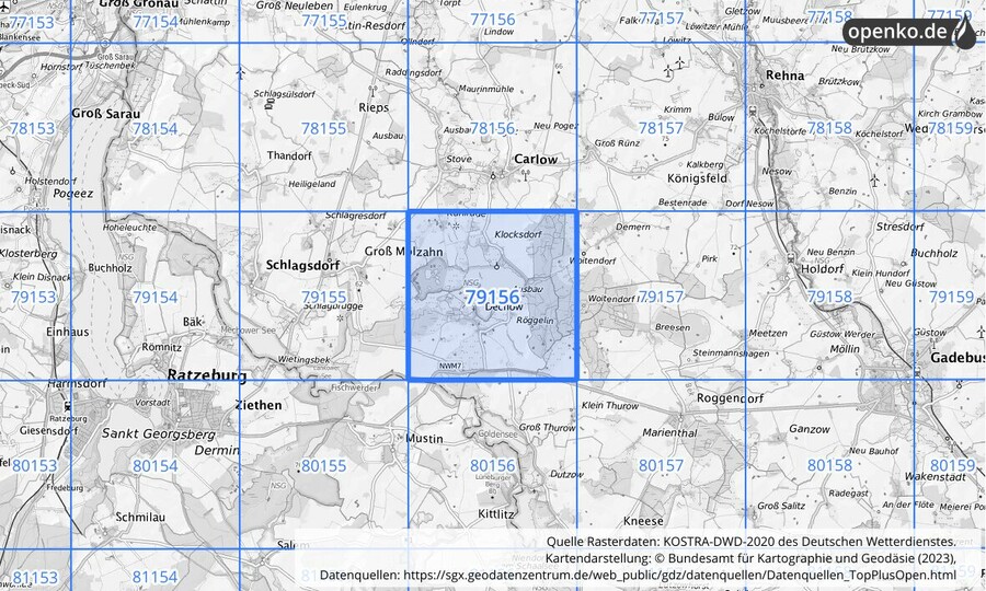 KOSTRA-DWD-2020 Rasterfeld Nr. 79156