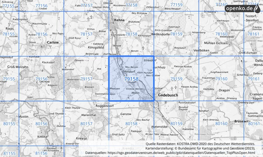 KOSTRA-DWD-2020 Rasterfeld Nr. 79158