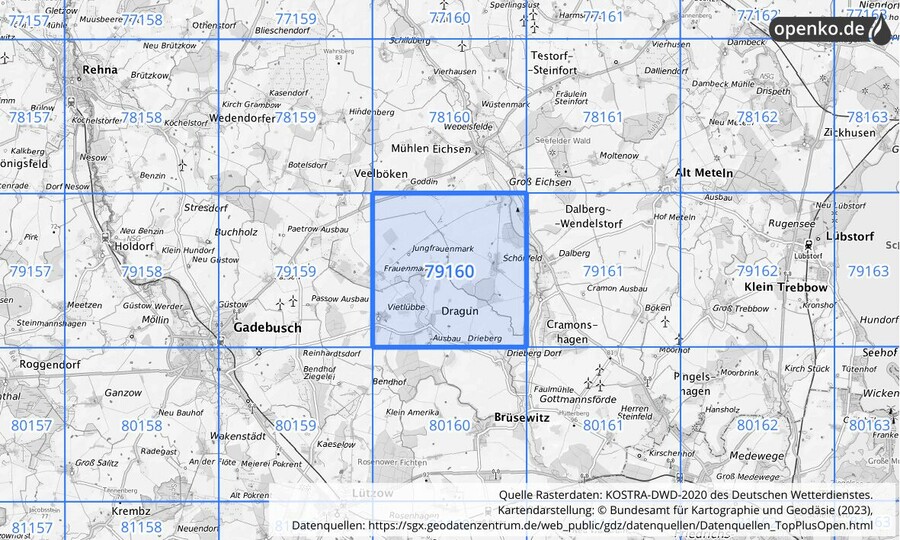 KOSTRA-DWD-2020 Rasterfeld Nr. 79160