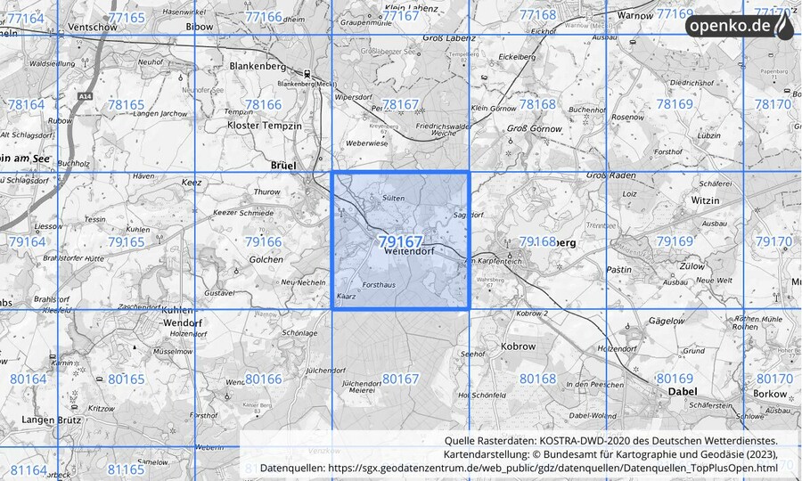 KOSTRA-DWD-2020 Rasterfeld Nr. 79167