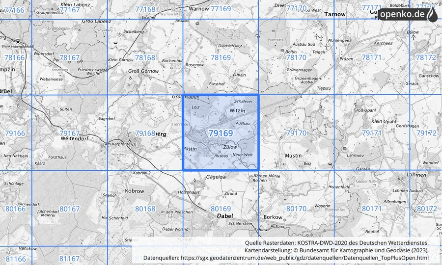 KOSTRA-DWD-2020 Rasterfeld Nr. 79169