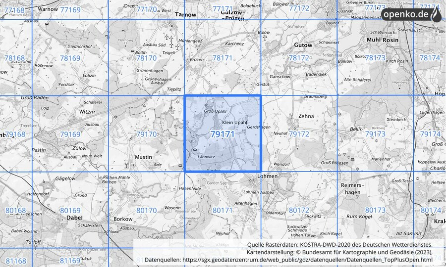 KOSTRA-DWD-2020 Rasterfeld Nr. 79171