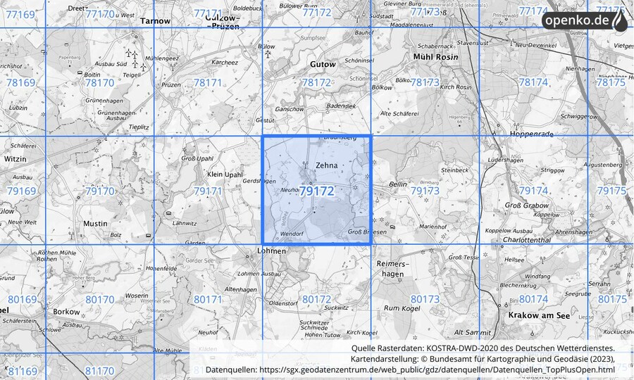 KOSTRA-DWD-2020 Rasterfeld Nr. 79172