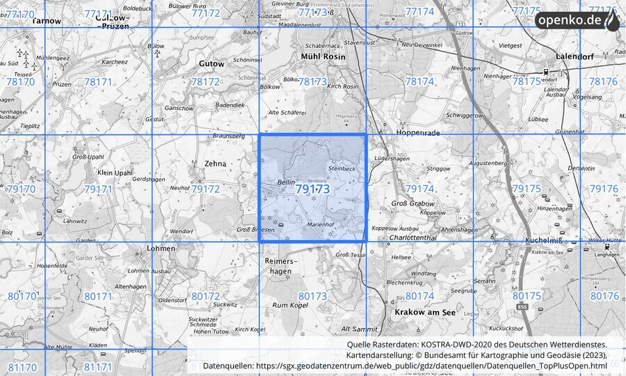 KOSTRA-DWD-2020 Rasterfeld Nr. 79173