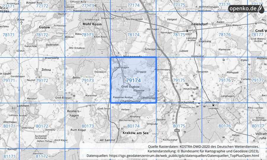 KOSTRA-DWD-2020 Rasterfeld Nr. 79174