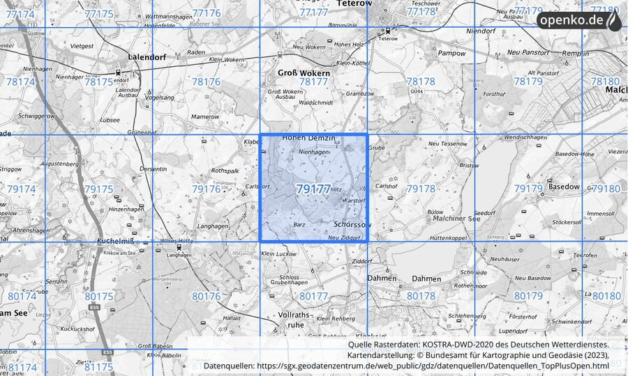 KOSTRA-DWD-2020 Rasterfeld Nr. 79177