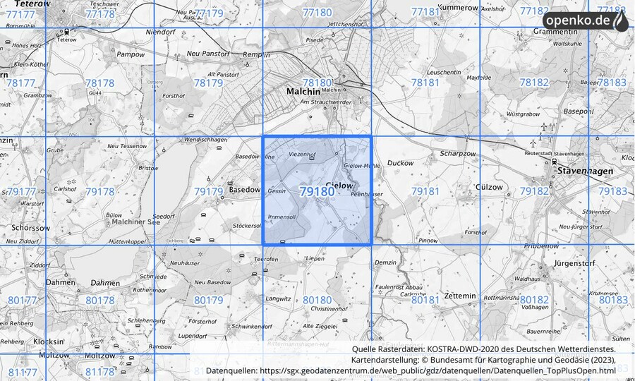 KOSTRA-DWD-2020 Rasterfeld Nr. 79180