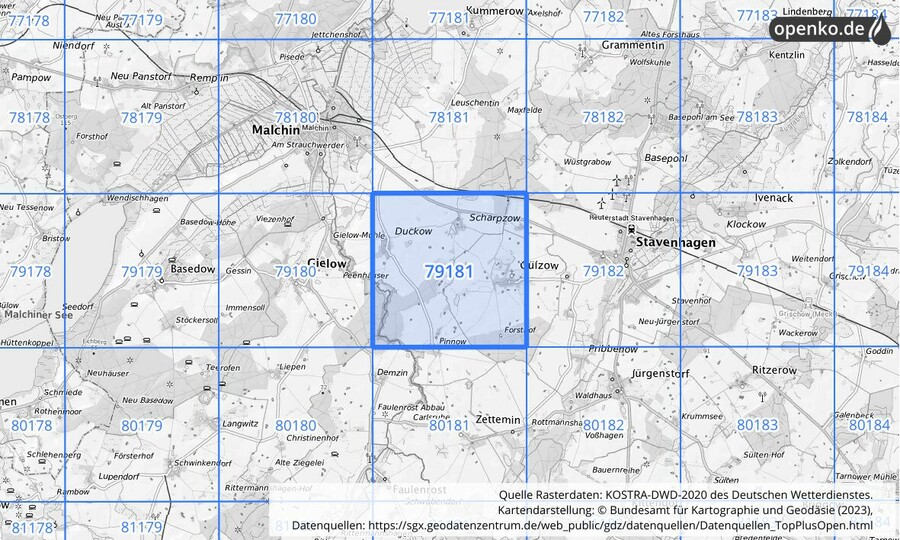 KOSTRA-DWD-2020 Rasterfeld Nr. 79181