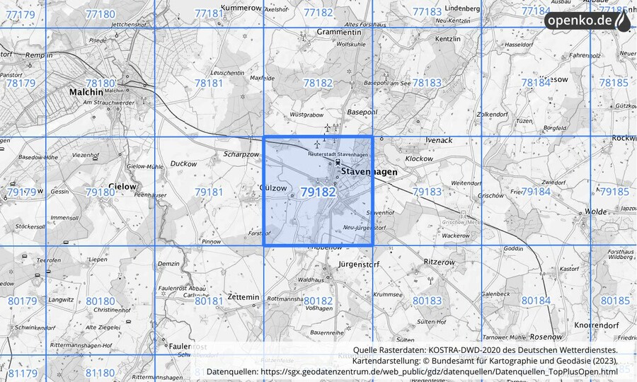 KOSTRA-DWD-2020 Rasterfeld Nr. 79182