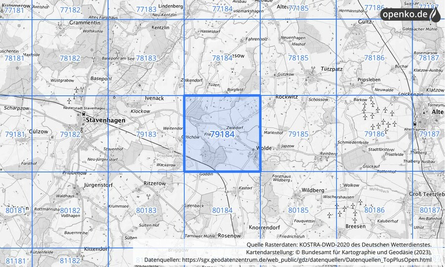 KOSTRA-DWD-2020 Rasterfeld Nr. 79184