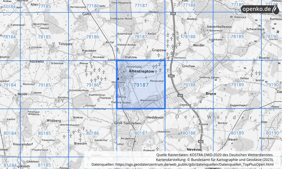 KOSTRA-DWD-2020 Rasterfeld Nr. 79187