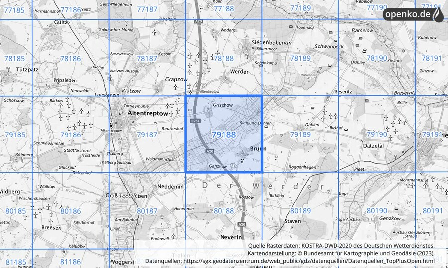 KOSTRA-DWD-2020 Rasterfeld Nr. 79188