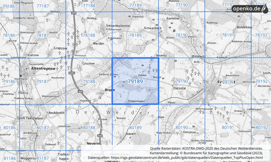 KOSTRA-DWD-2020 Rasterfeld Nr. 79189