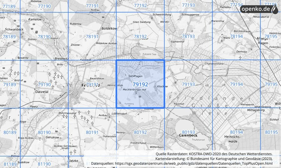 KOSTRA-DWD-2020 Rasterfeld Nr. 79192