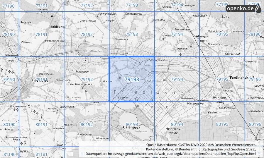 KOSTRA-DWD-2020 Rasterfeld Nr. 79193