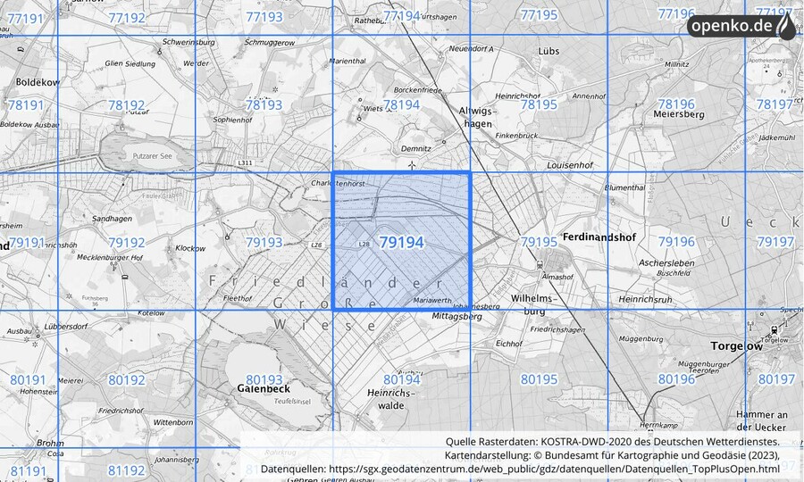 KOSTRA-DWD-2020 Rasterfeld Nr. 79194