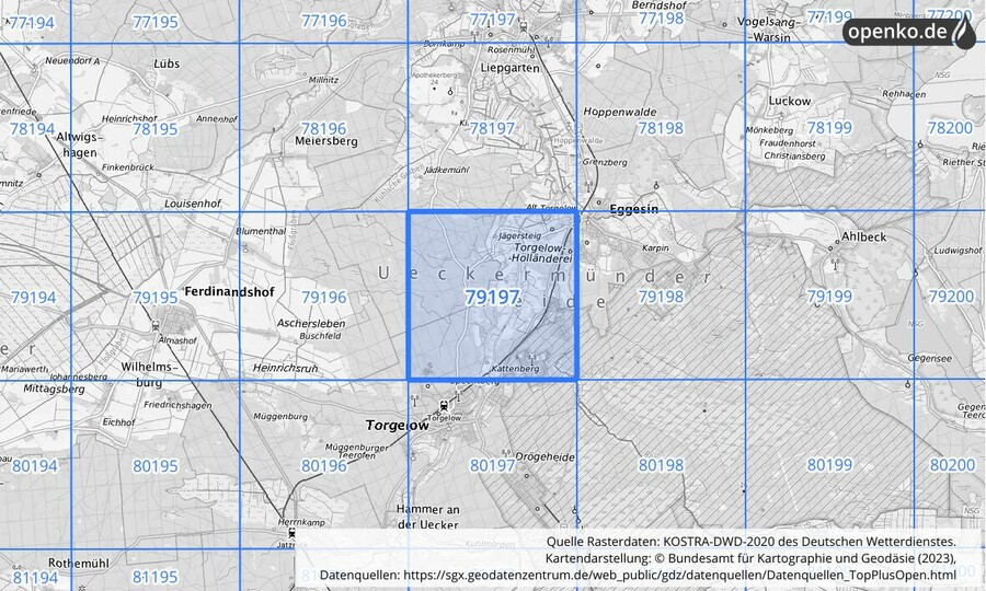 KOSTRA-DWD-2020 Rasterfeld Nr. 79197